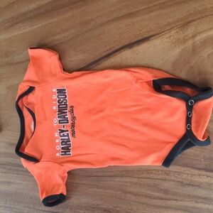 Orange and Black Harley Davidson Motorcycles Baby Onesie